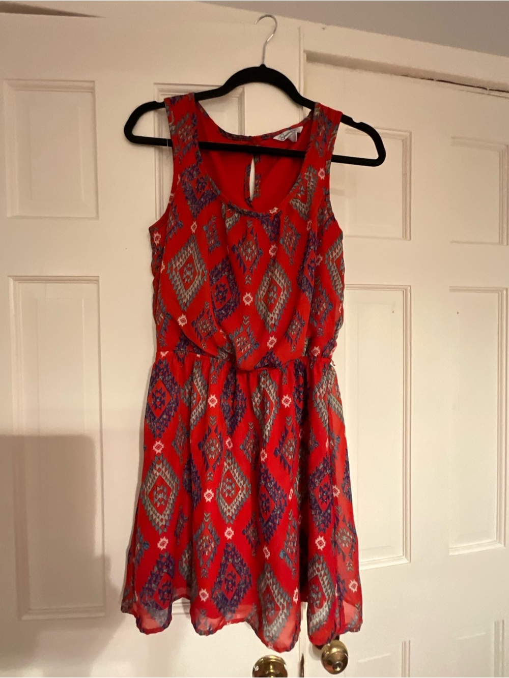 Spell Red Aztec Print Tie-Strap Dress
